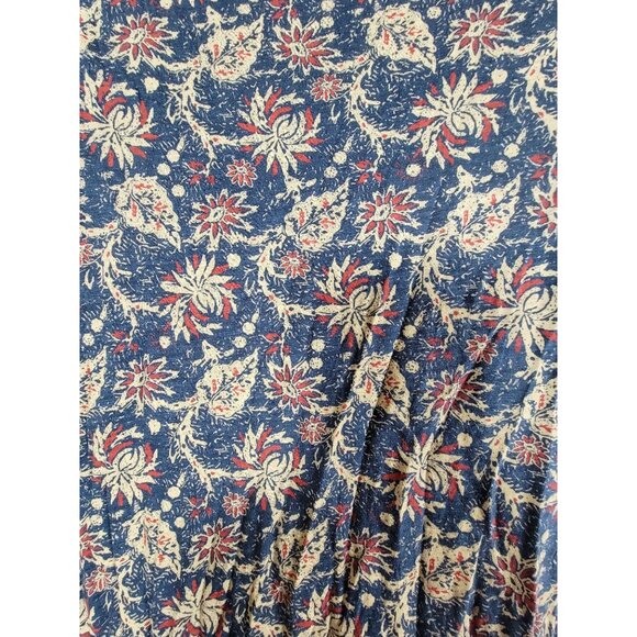 Lucky Brand Womens Floral Boho Print 3/4 Sleeve V-neck Top Large Blue Red Casual - Picture 3 of 9